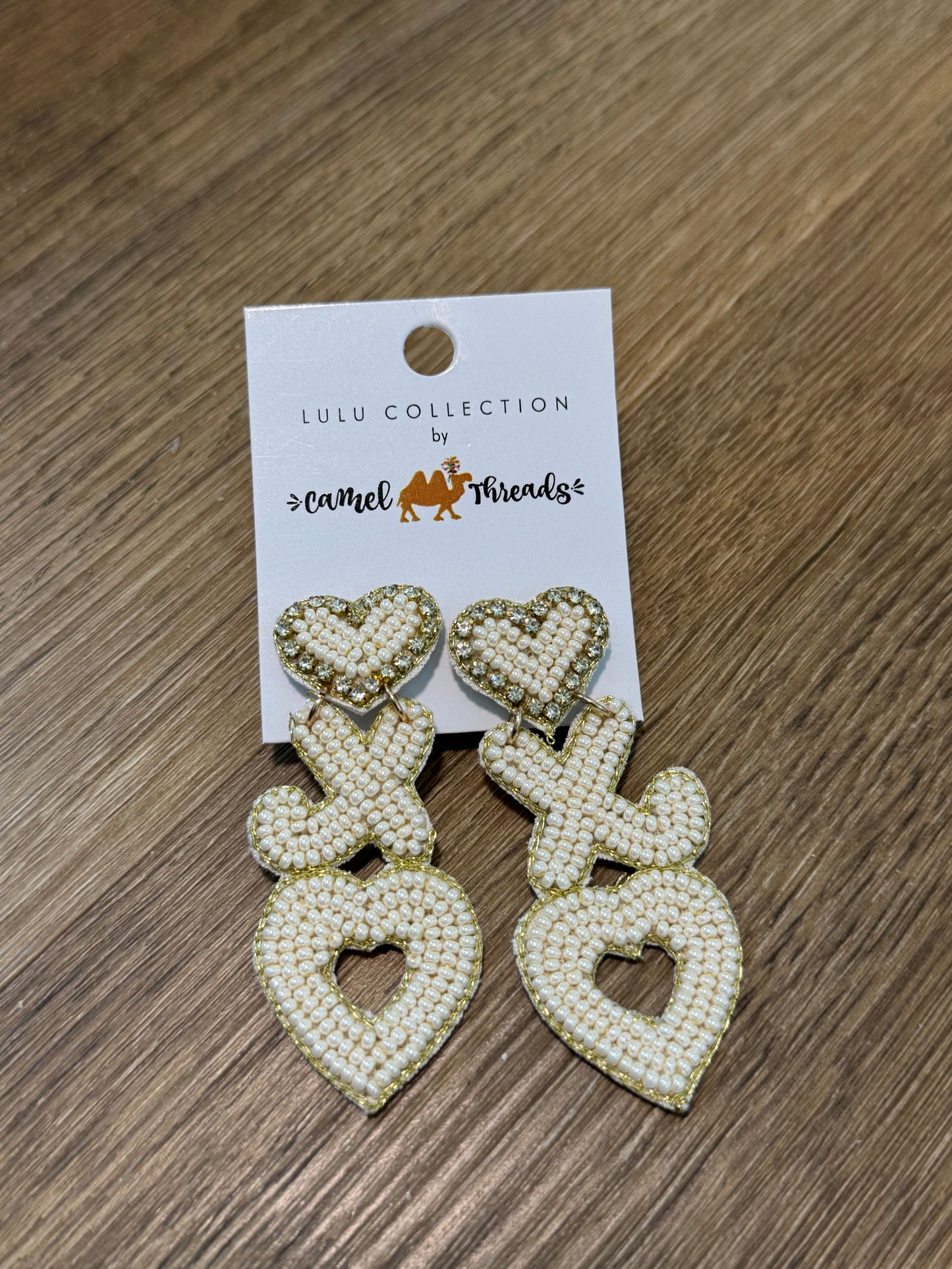 XO Heart Beaded Earrings