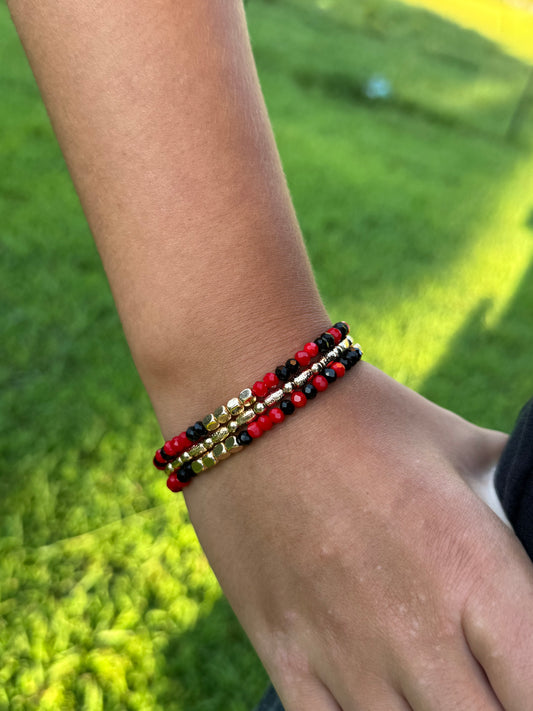 Game Day Bracelet Stack - Black & Red