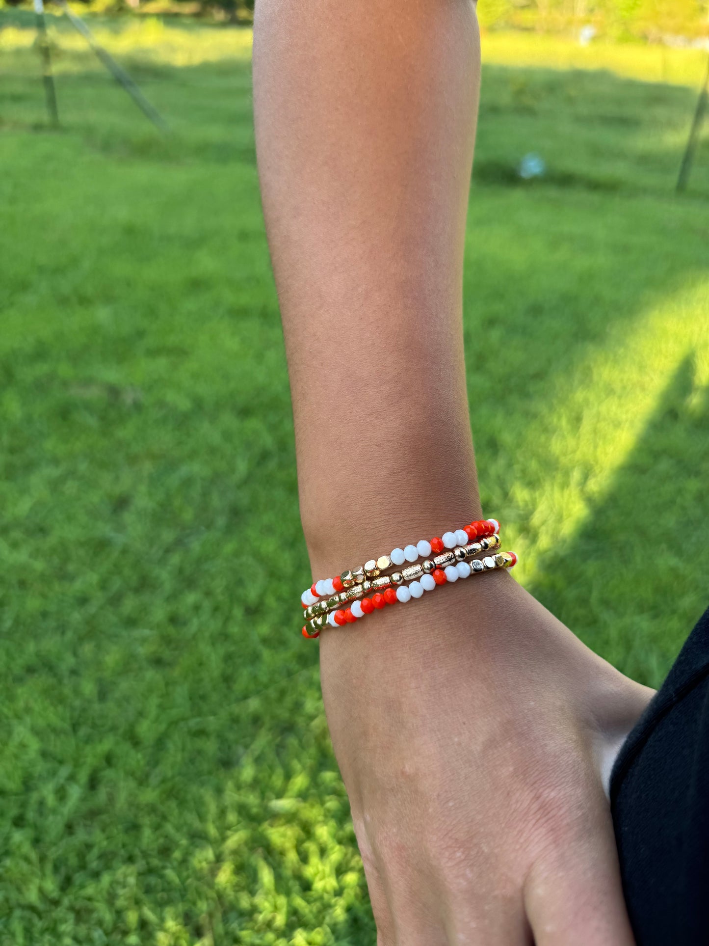 Game Day Bracelet Stack - Orange & White
