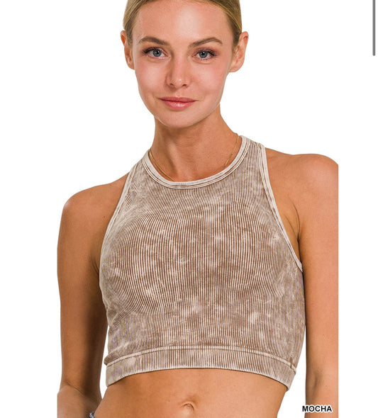 Seamless Padded Crop Tank/Bra