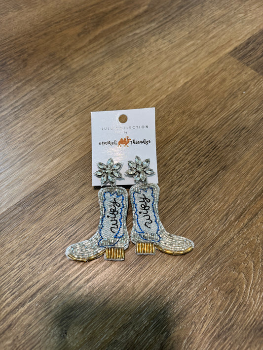 Wifey Cowboy Boot Beaded Earrings