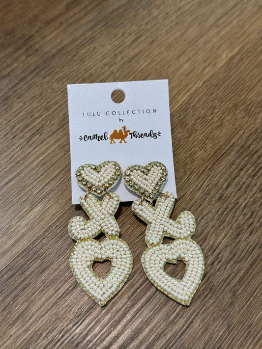 XO Heart Beaded Earrings
