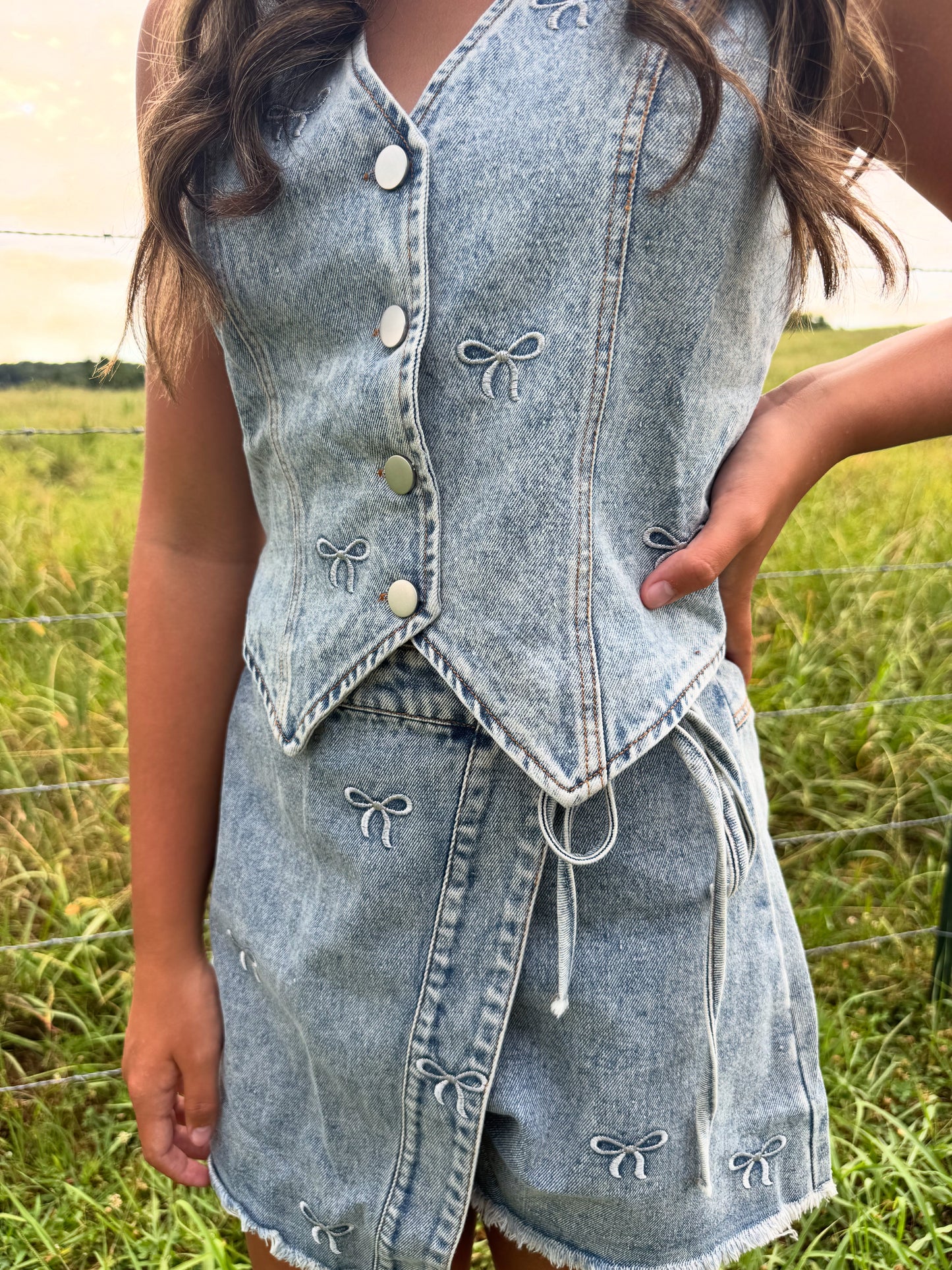 Denim Bow Vest