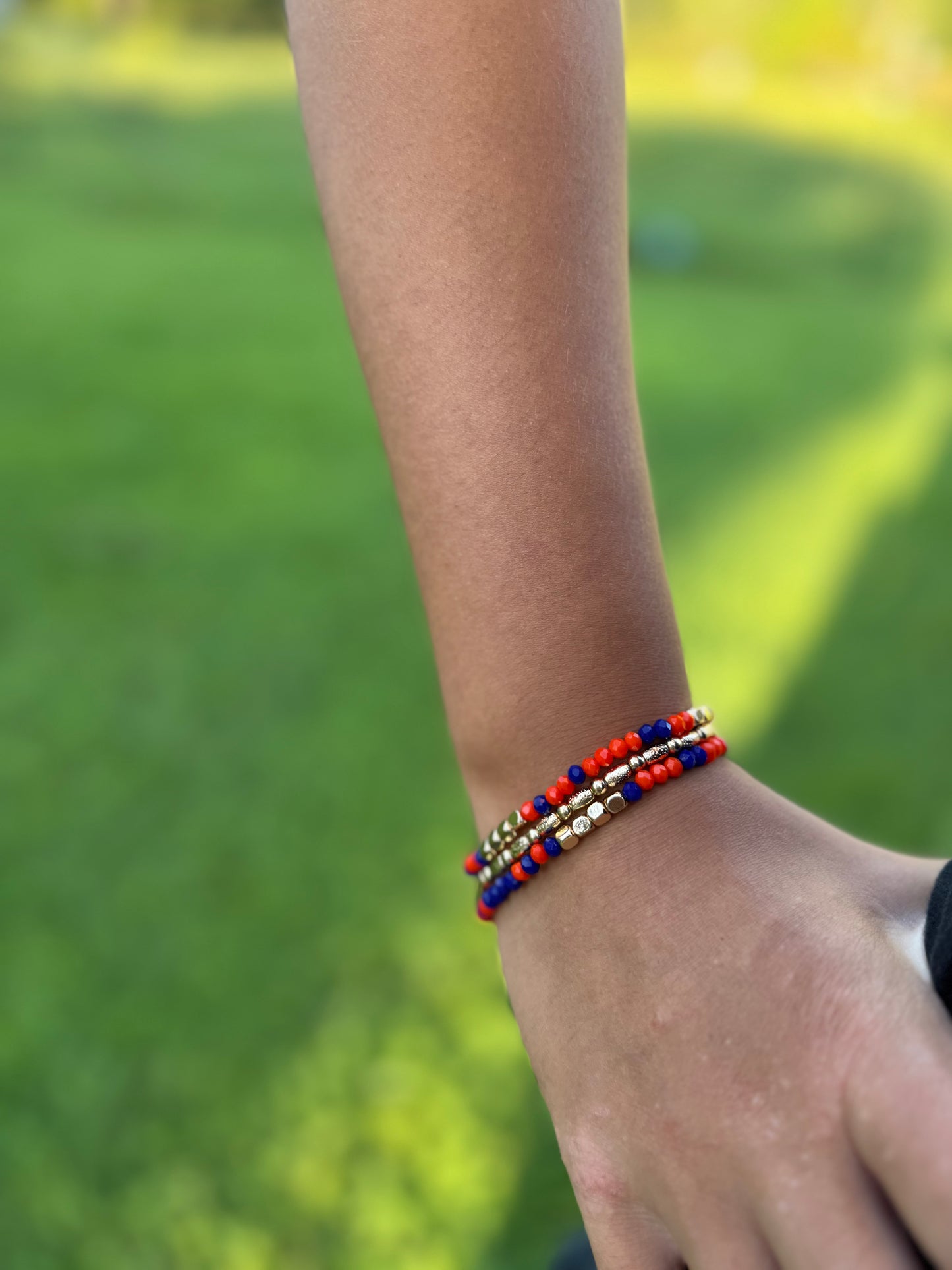 Game Day Bracelet Stack - Blue & Orange