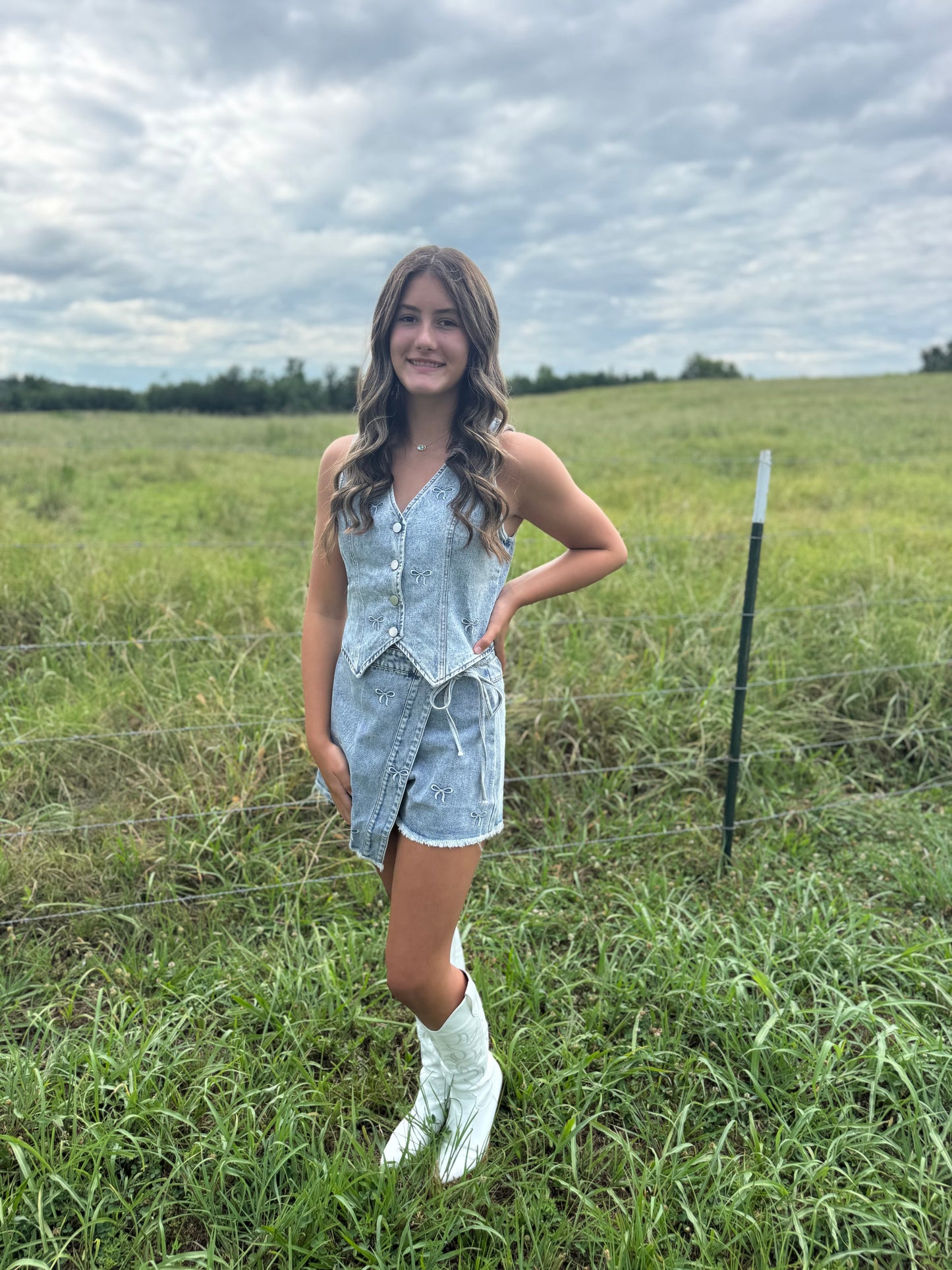 Denim Bow Vest