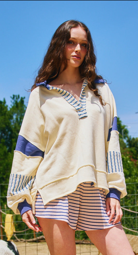 Slouchy Patchwork Sweatshirt